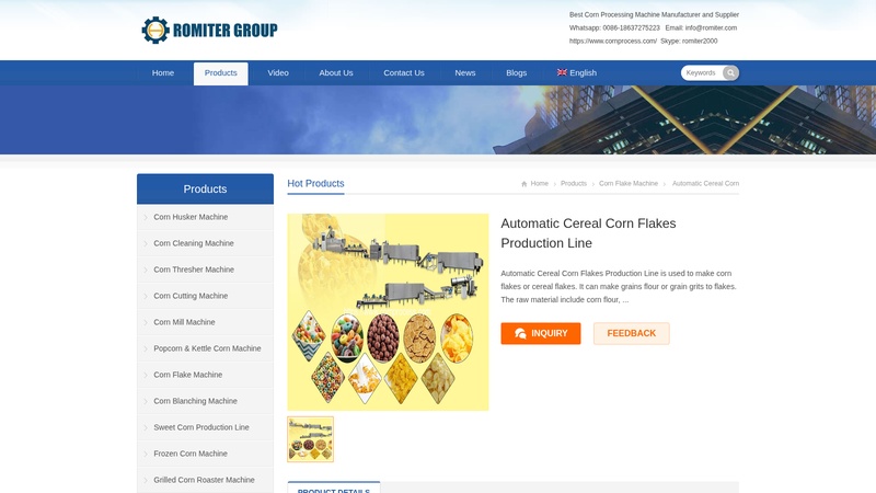 Automatic Cereal Corn Flakes Production Line machinery