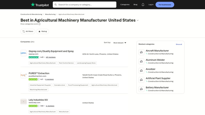 companies in Agricultural Machinery Manufacturer on Trustpilot machinery