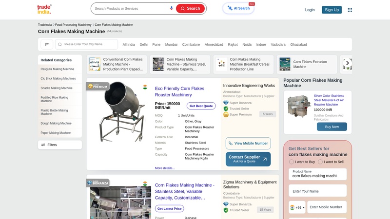 Corn Flakes Making Machine Manufacturers, Suppliers ... machinery