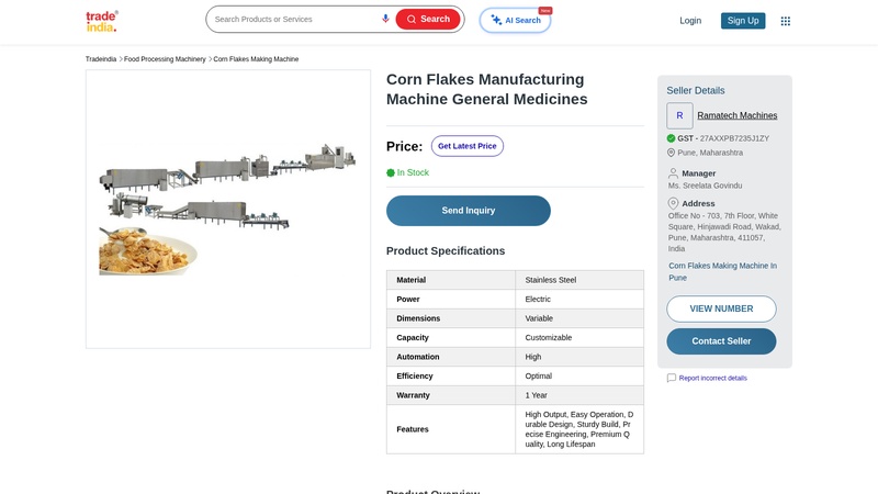 Corn Flakes Manufacturing Machine General Medicines General Medicines at  Price in Pune machinery