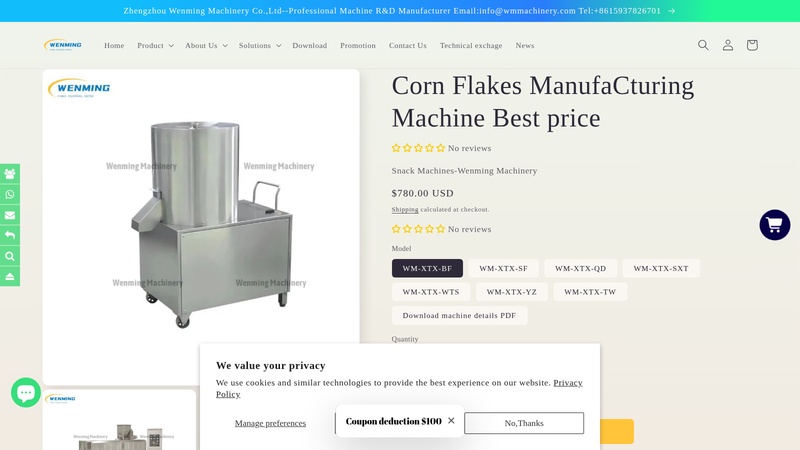 Corn Flakes ManufaCturing Machine  price machinery