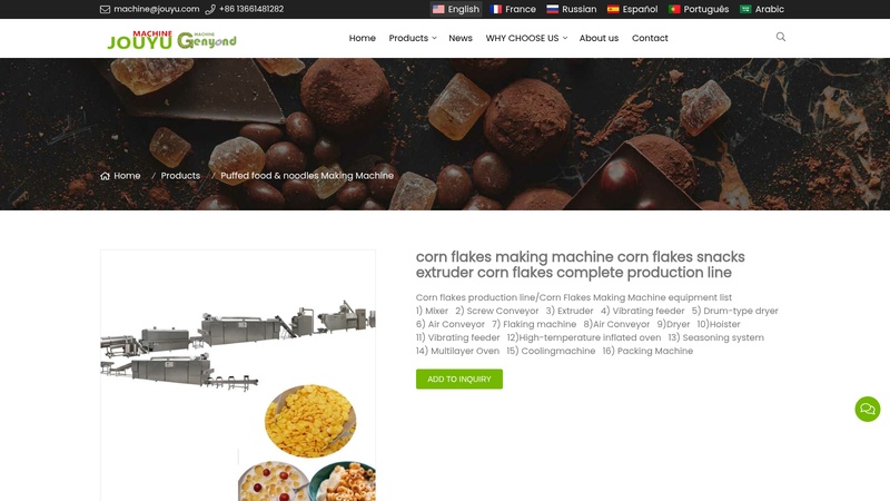 puff breakfast cereal making machine corn flakes production line machinery
